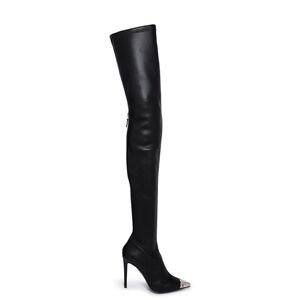 David Koma 100% Napa Leather Made in Italy Black Over-the-Knee Boots